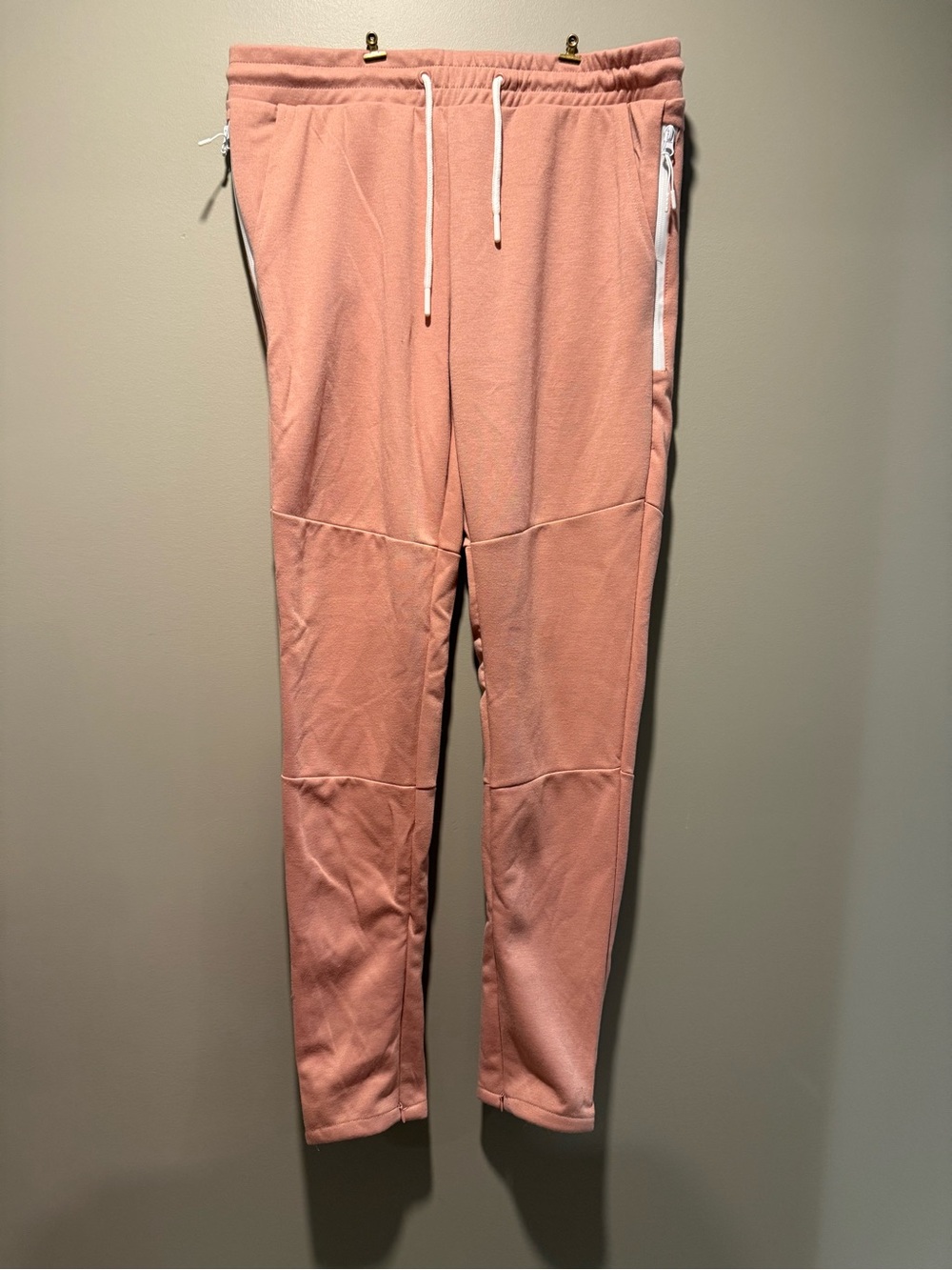 Men's Pink Drawstring Jogger Pants with Zip Pockets